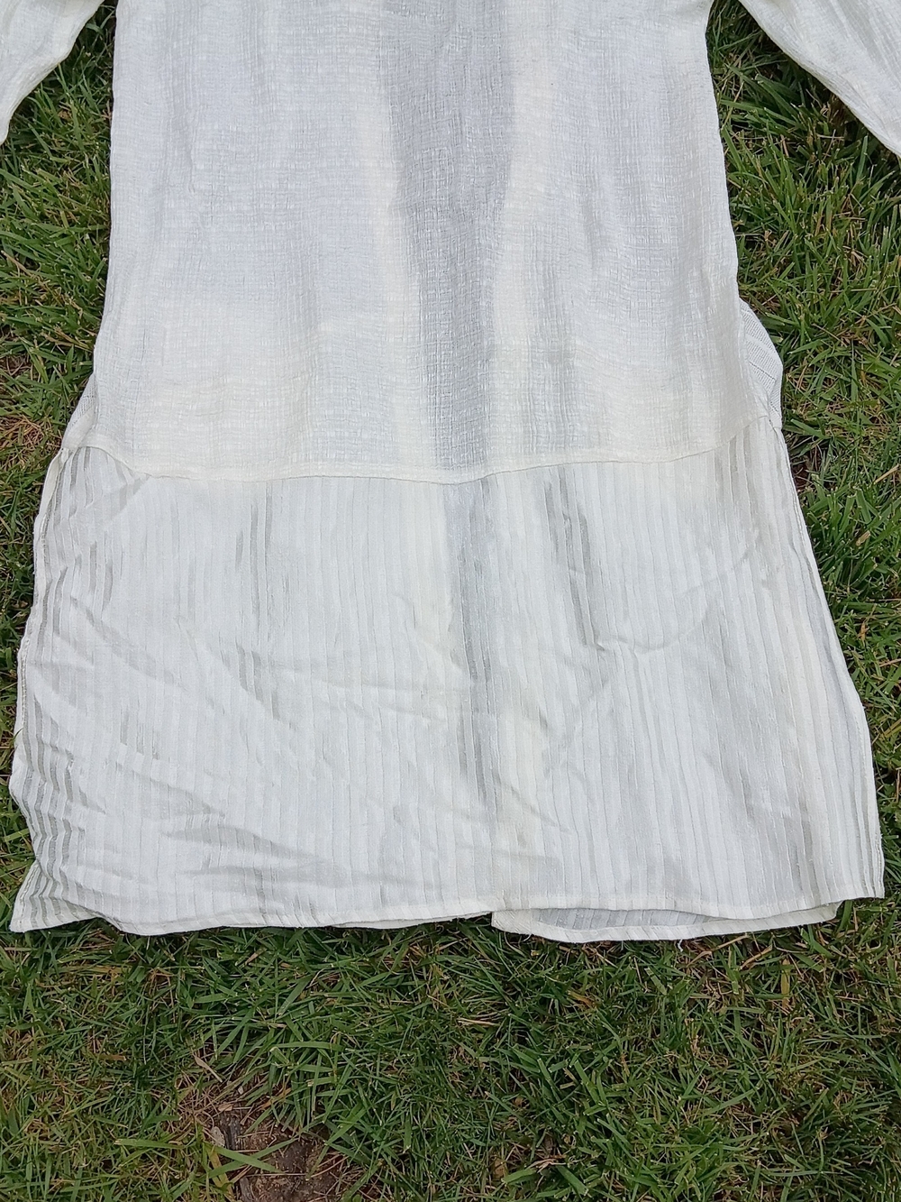 Vintage Textured Gauze Duster Jacket White Open Front Boho Artsy Layering Piece - Picture 6 of 14